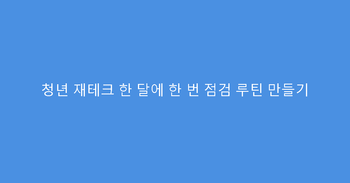 청년 재테크 한 달에 한 번 점검 루틴 만들기