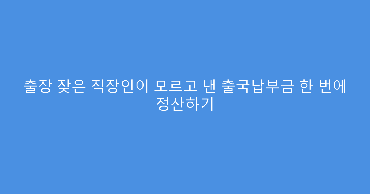 출장 잦은 직장인이 모르고 낸 출국납부금 한 번에 정산하기