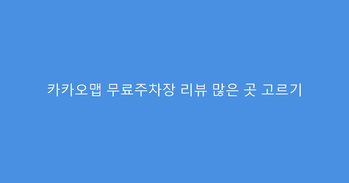 카카오맵 무료주차장 리뷰 많은 곳 고르기