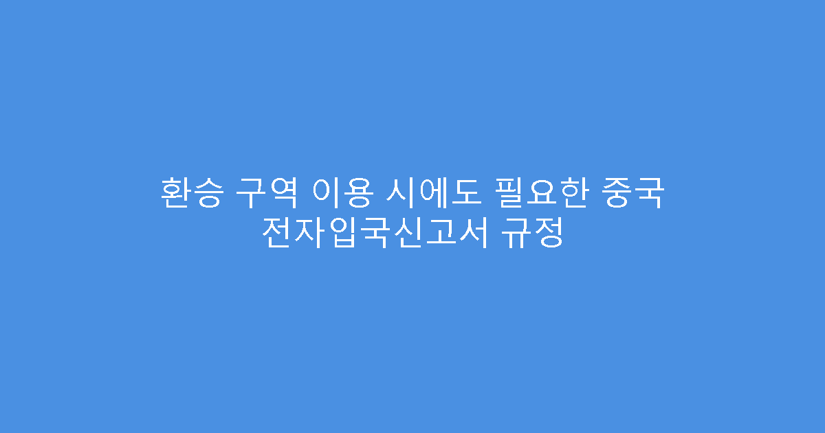 환승 구역 이용 시에도 필요한 중국 전자입국신고서 규정