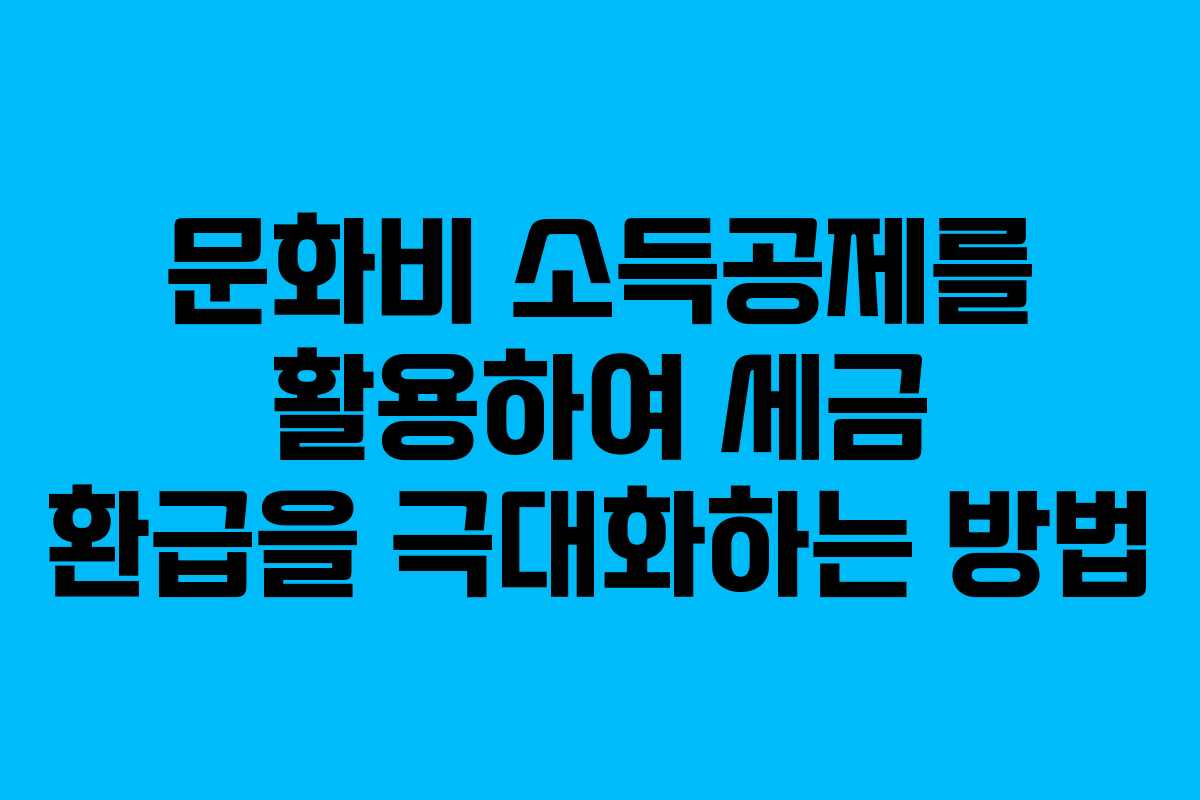 문화비 소득공제를 활용하여 세금 환급을 극대화하는 방법