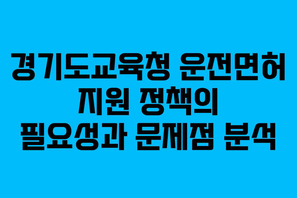 경기도교육청 운전면허 지원 정책의 필요성과 문제점 분석