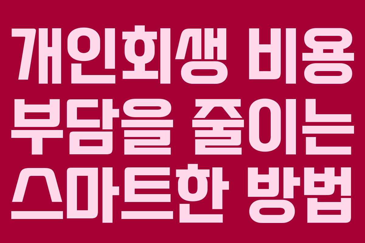 개인회생 비용 부담을 줄이는 스마트한 방법