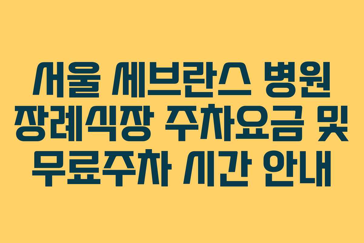 서울 세브란스 병원 장례식장 주차요금 및 무료주차 시간 안내