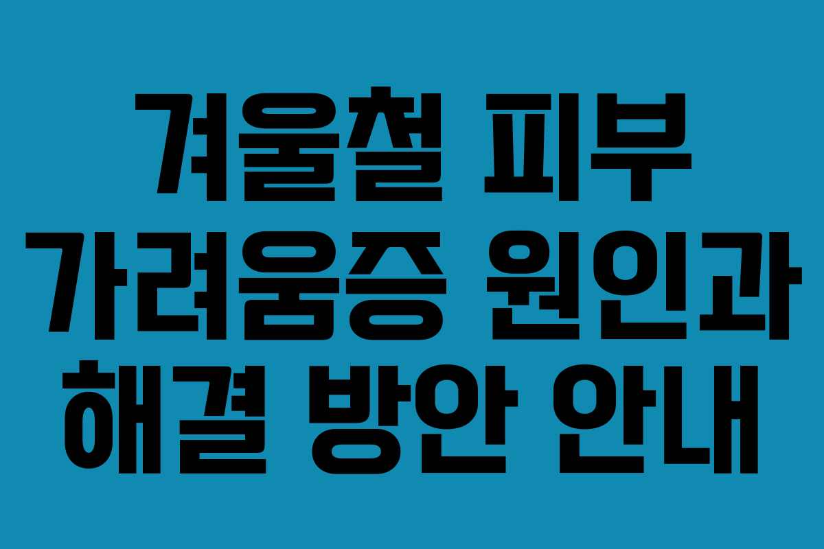 겨울철 피부 가려움증 원인과 해결 방안 안내