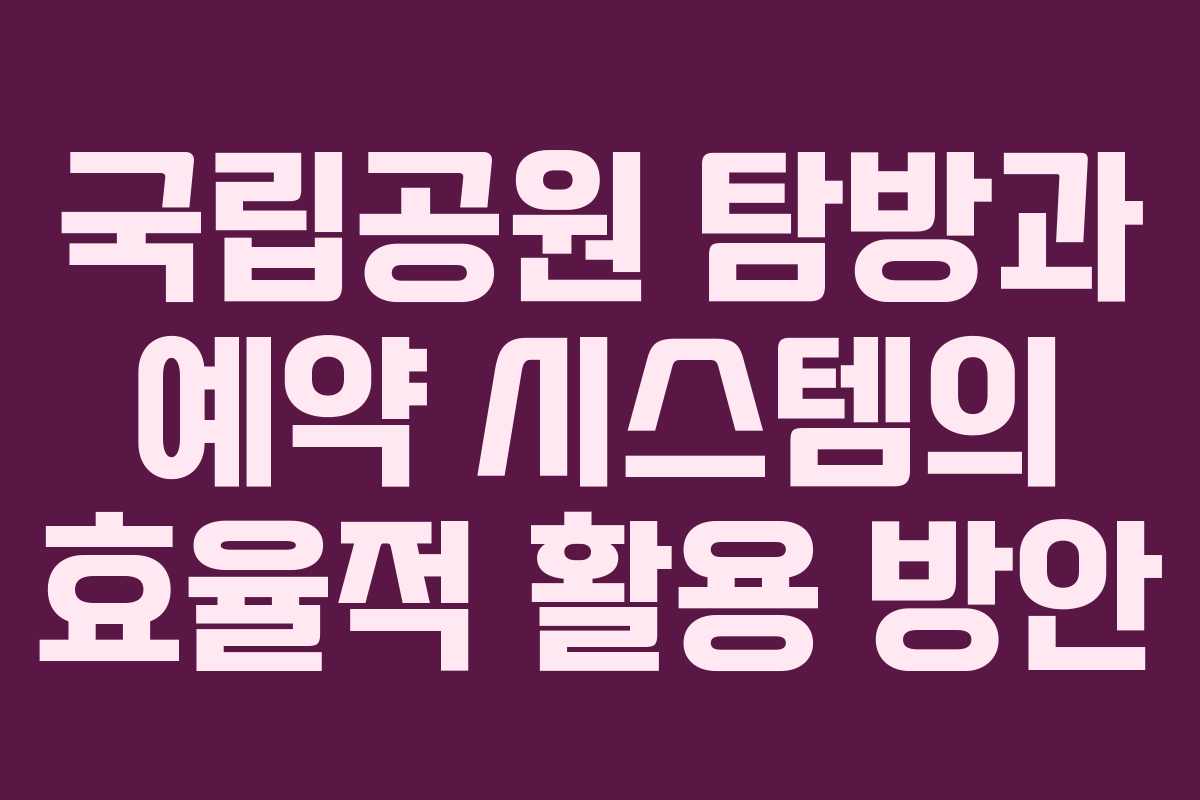 국립공원 탐방과 예약 시스템의 효율적 활용 방안