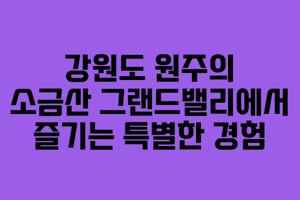 강원도 원주의 소금산 그랜드밸리에서 즐기는 특별한 경험