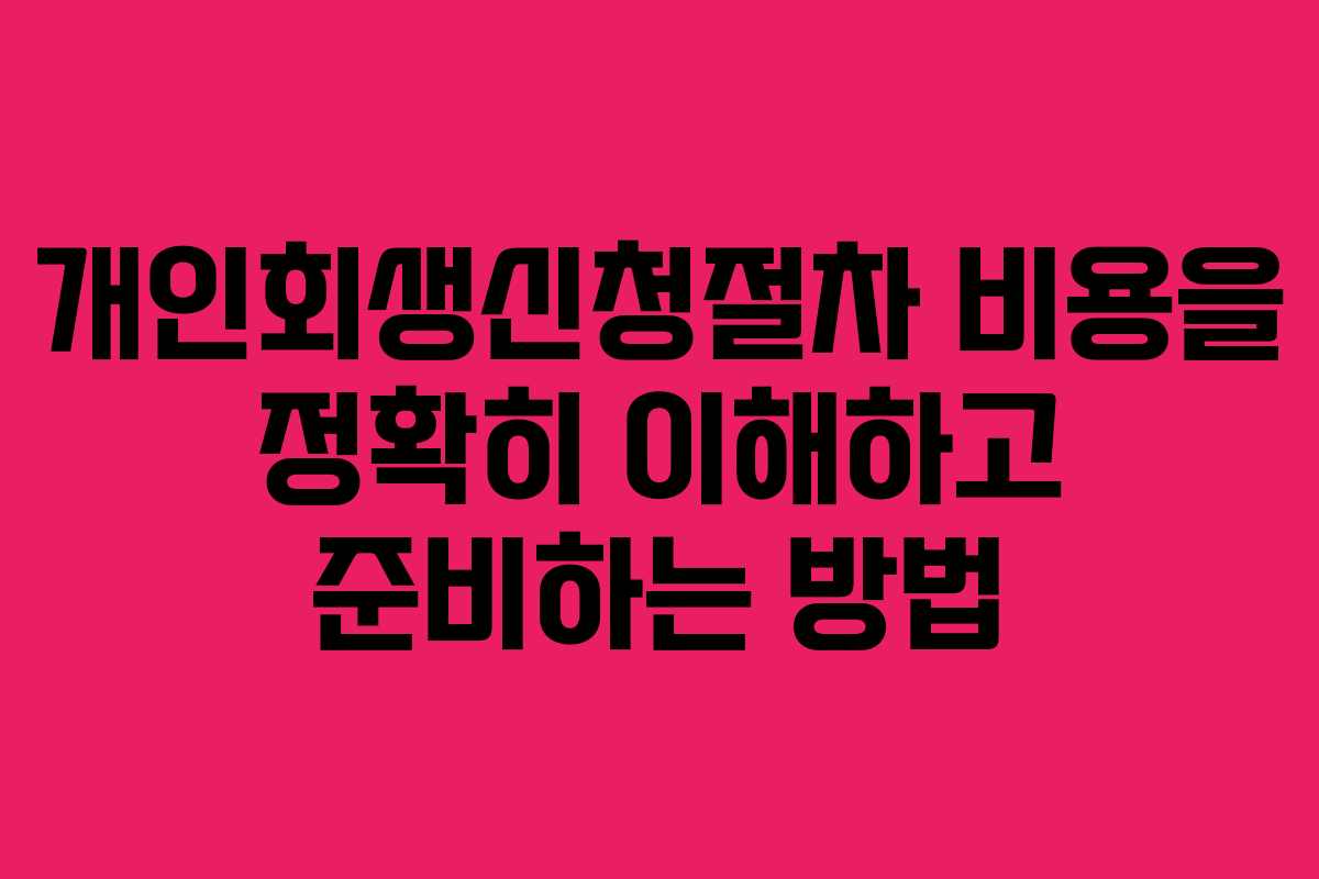 개인회생신청절차 비용을 정확히 이해하고 준비하는 방법