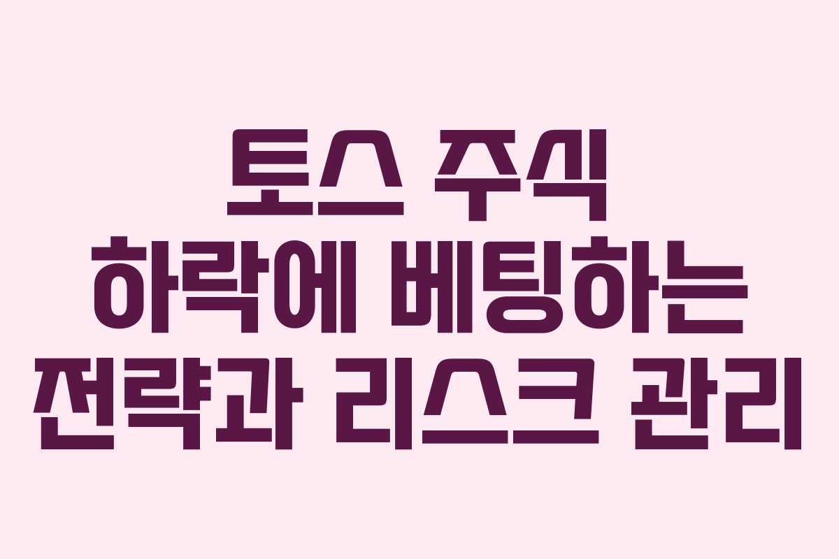 토스 주식 하락에 베팅하는 전략과 리스크 관리