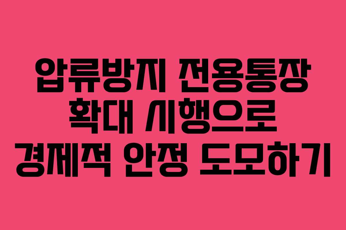 압류방지 전용통장 확대 시행으로 경제적 안정 도모하기