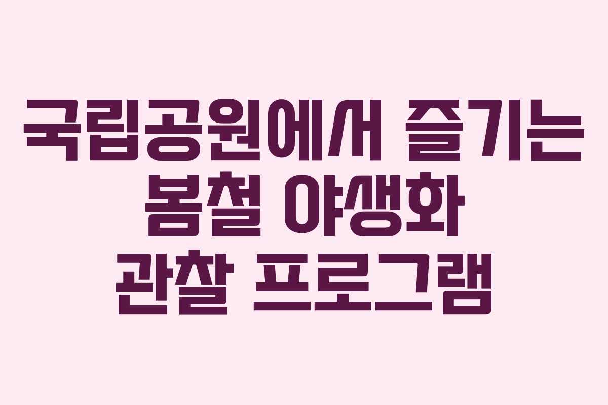 국립공원에서 즐기는 봄철 야생화 관찰 프로그램