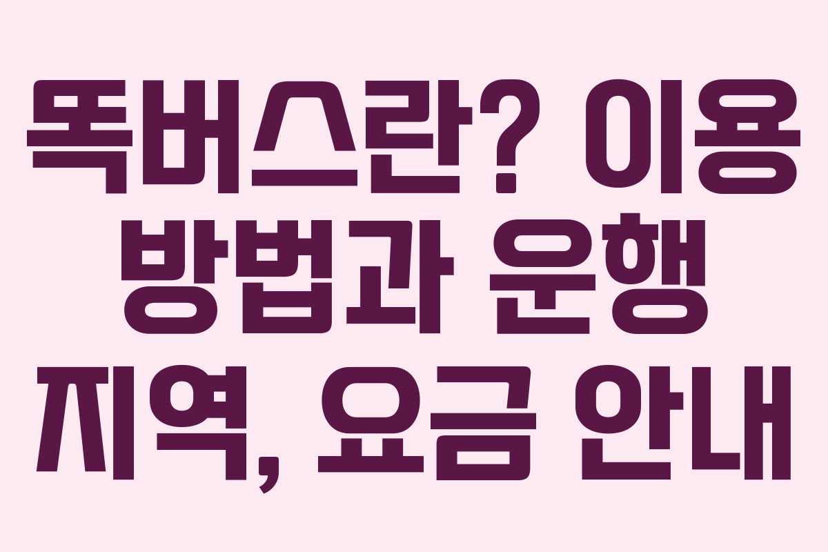 똑버스란? 이용 방법과 운행 지역, 요금 안내