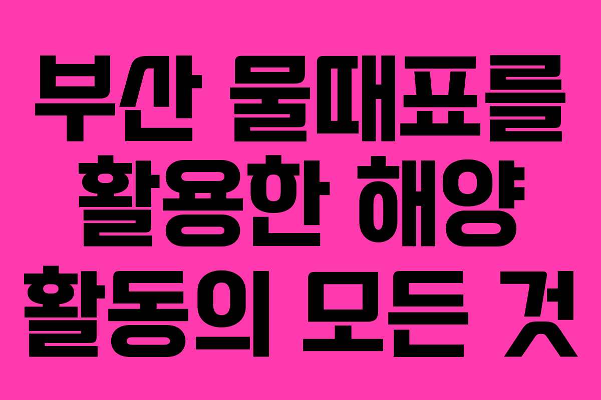 부산 물때표를 활용한 해양 활동의 모든 것