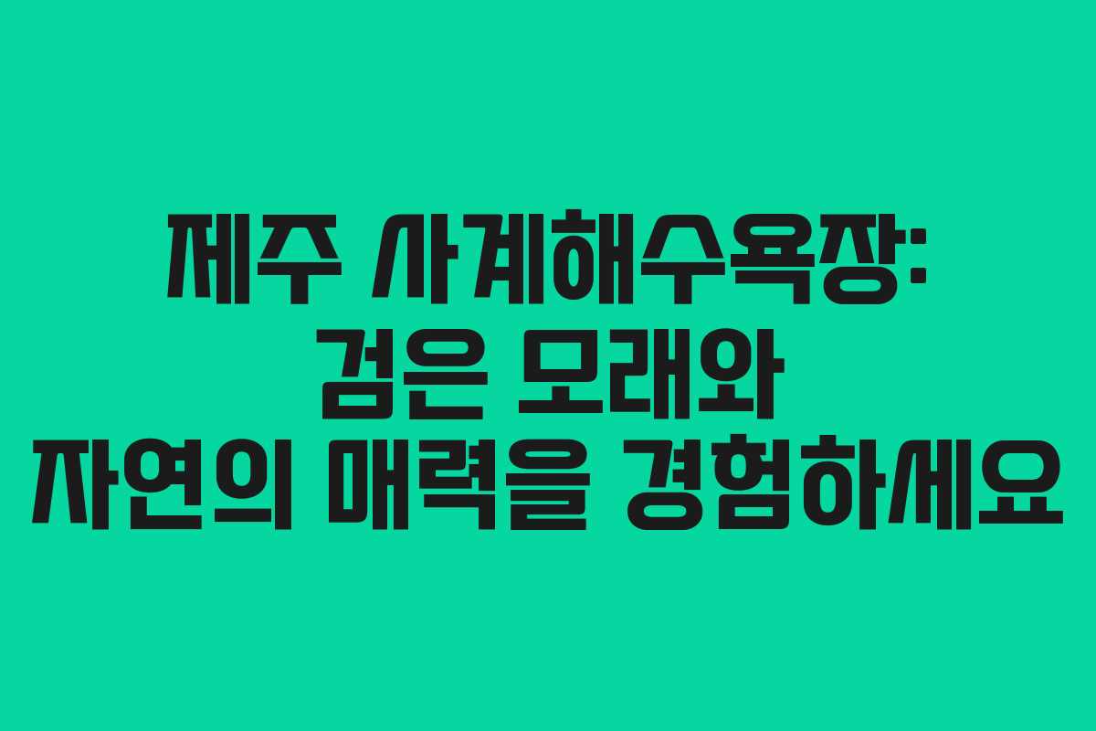 제주 사계해수욕장: 검은 모래와 자연의 매력을 경험하세요