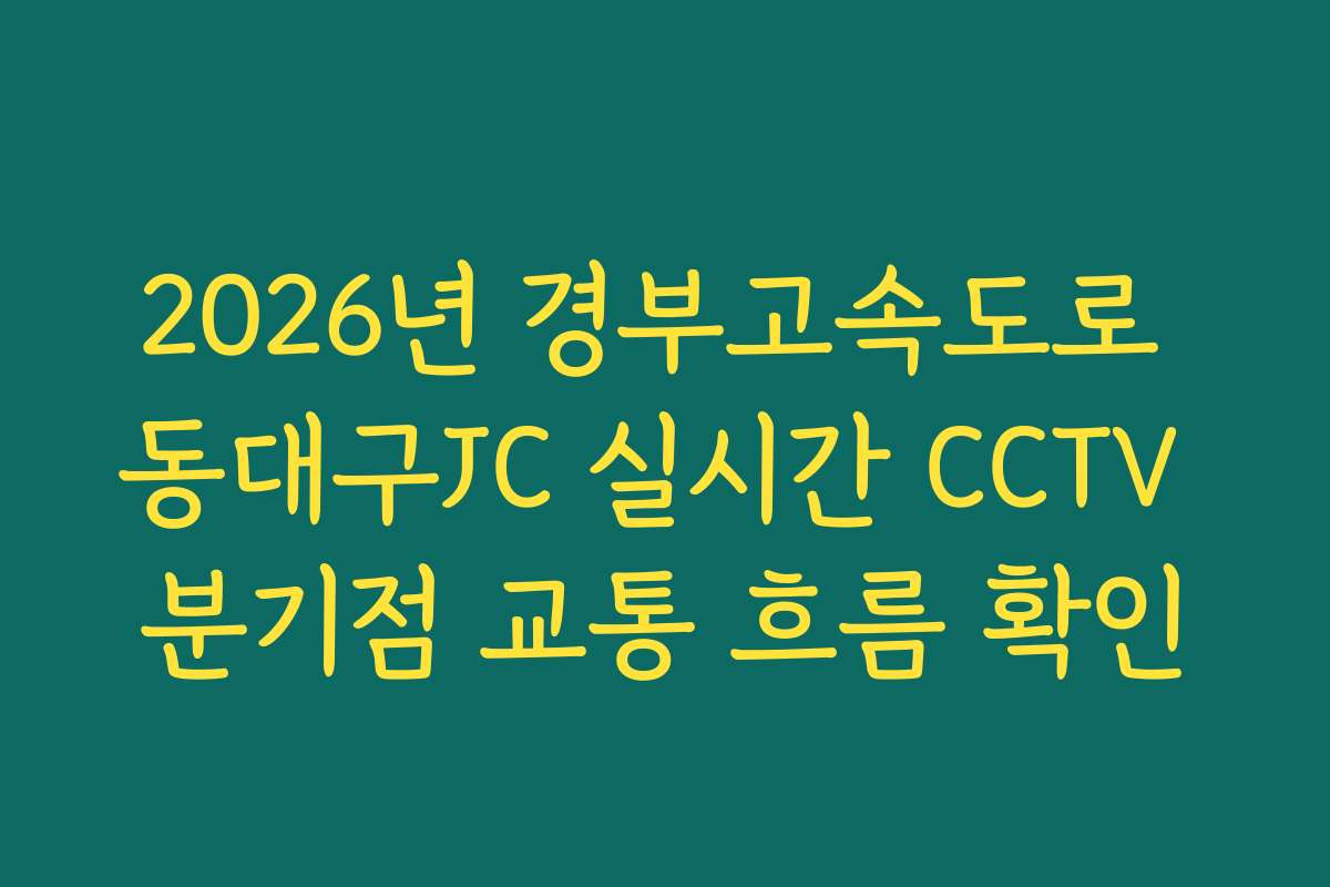 2026년 경부고속도로 동대구JC 실시간 CCTV 분기점 교통 흐름 확인