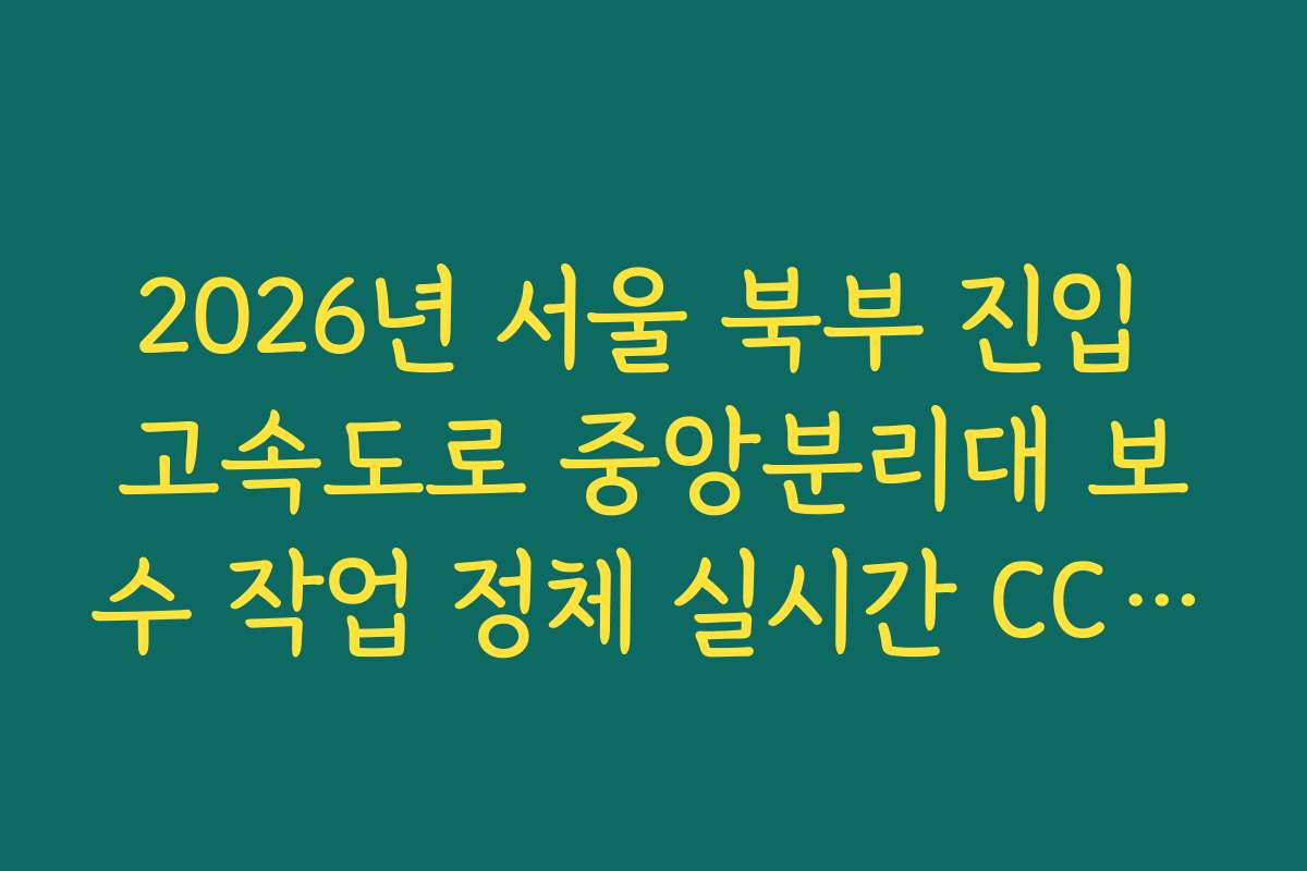 2026년 서울 북부 진입 고속도로 중앙분리대 보수 작업 정체 실시간 CCTV 확인