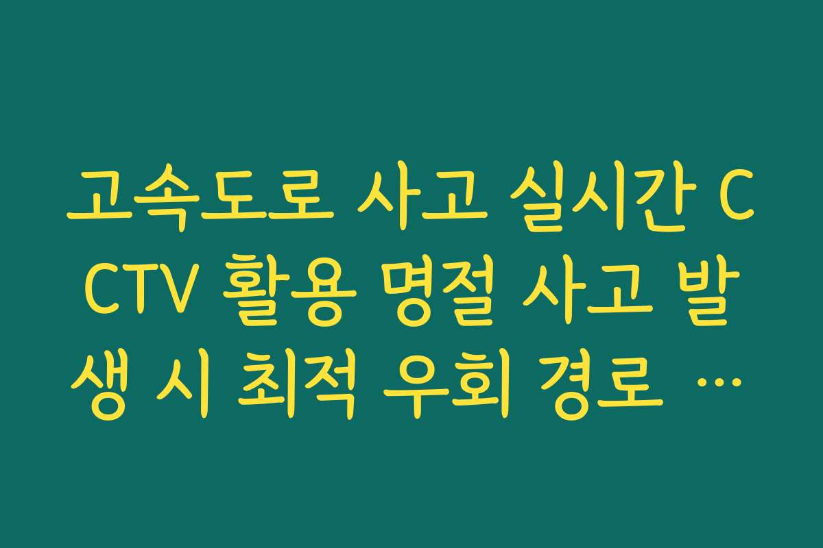 고속도로 사고 실시간 CCTV 활용 명절 사고 발생 시 최적 우회 경로 분석
