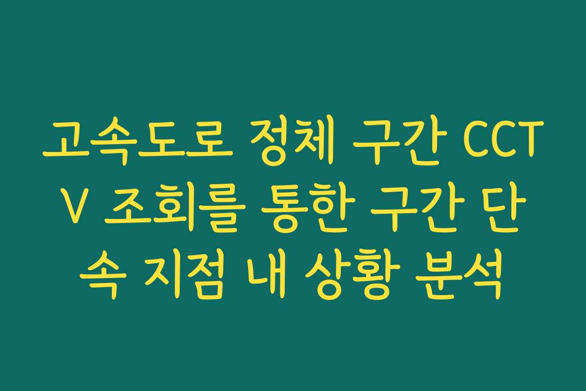 고속도로 정체 구간 CCTV 조회를 통한 구간 단속 지점 내 상황 분석