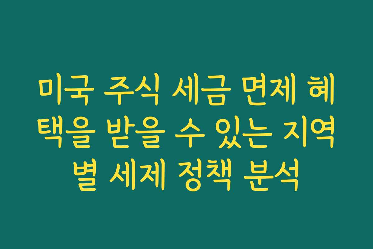 미국 주식 세금 면제 혜택을 받을 수 있는 지역별 세제 정책 분석