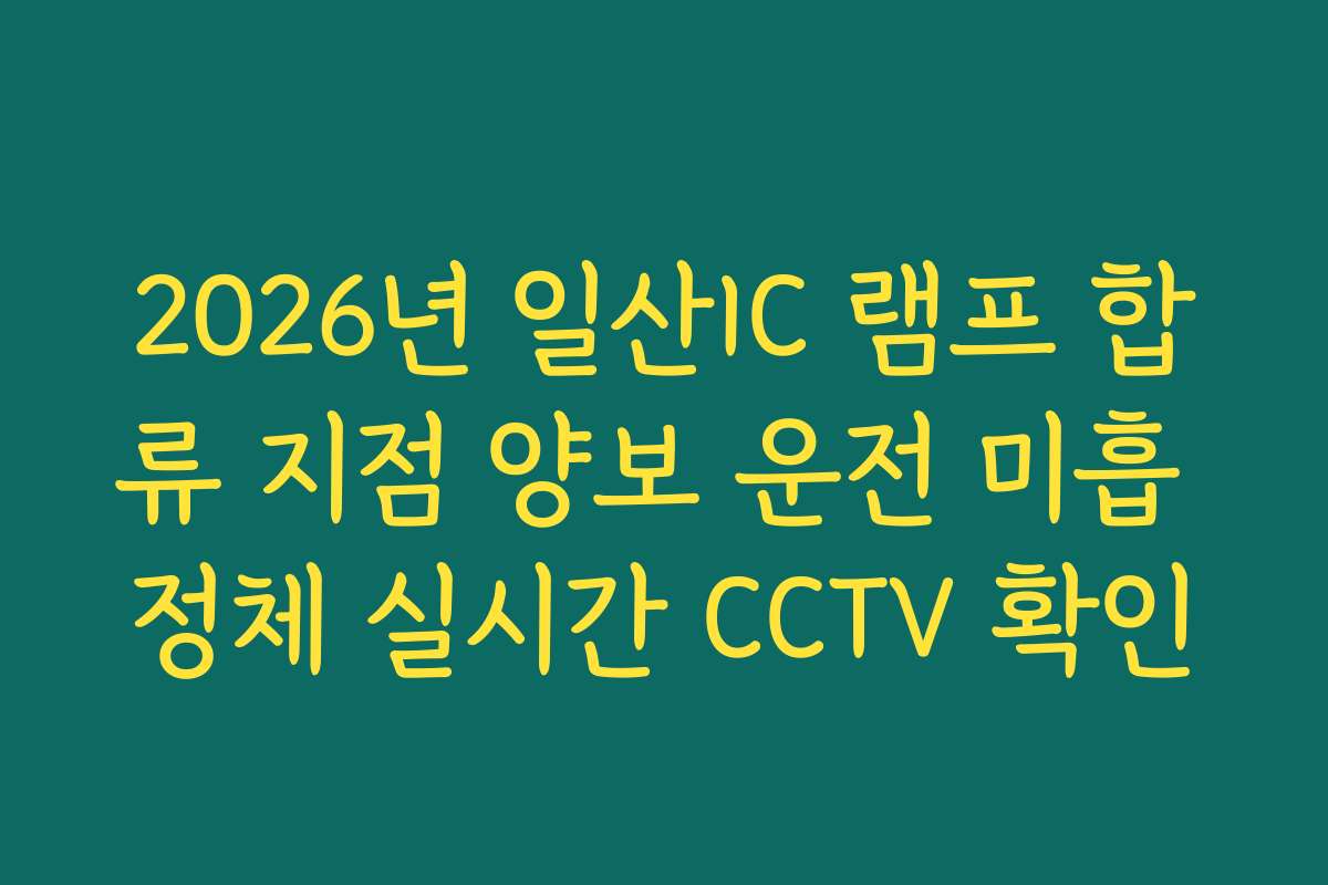 2026년 일산IC 램프 합류 지점 양보 운전 미흡 정체 실시간 CCTV 확인
