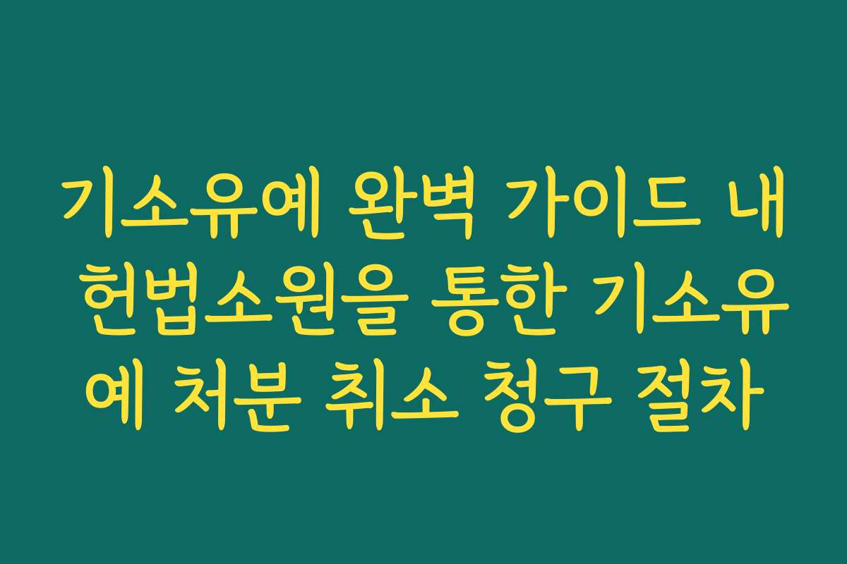 기소유예 완벽 가이드 내 헌법소원을 통한 기소유예 처분 취소 청구 절차