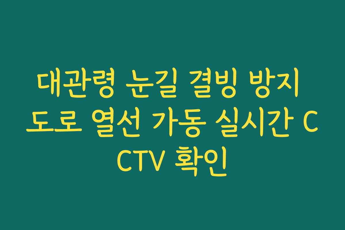 대관령 눈길 결빙 방지 도로 열선 가동 실시간 CCTV 확인