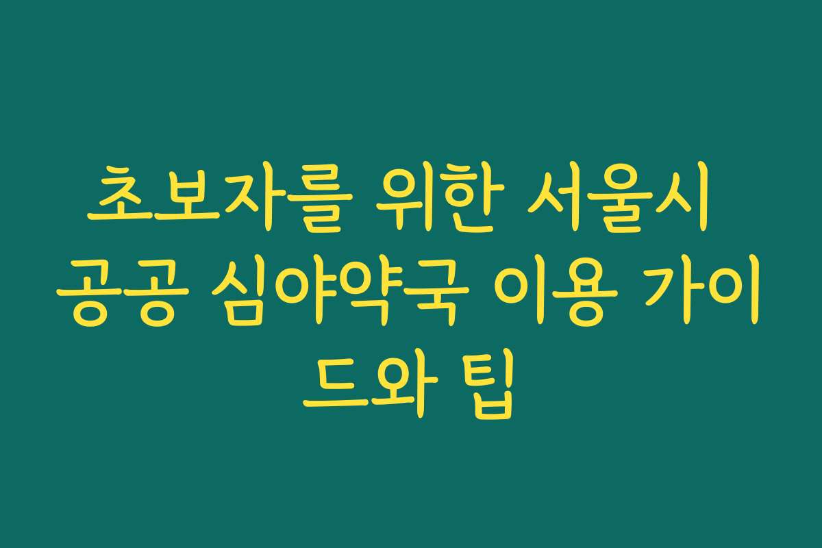 초보자를 위한 서울시 공공 심야약국 이용 가이드와 팁