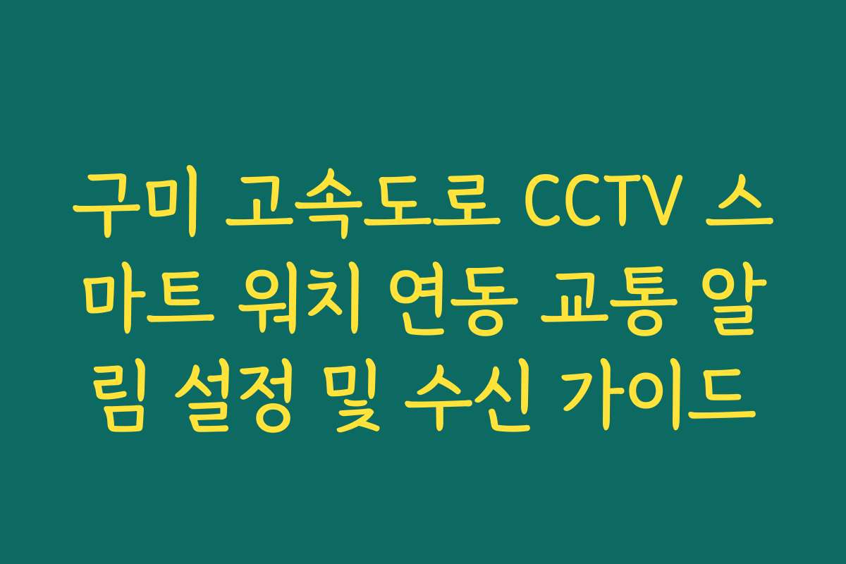 구미 고속도로 CCTV 스마트 워치 연동 교통 알림 설정 및 수신 가이드