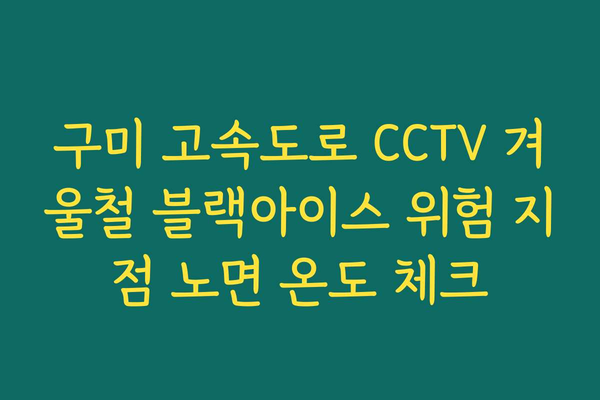 구미 고속도로 CCTV 겨울철 블랙아이스 위험 지점 노면 온도 체크