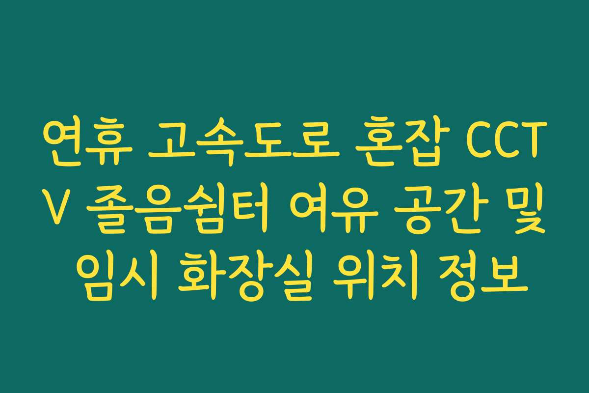 연휴 고속도로 혼잡 CCTV 졸음쉼터 여유 공간 및 임시 화장실 위치 정보