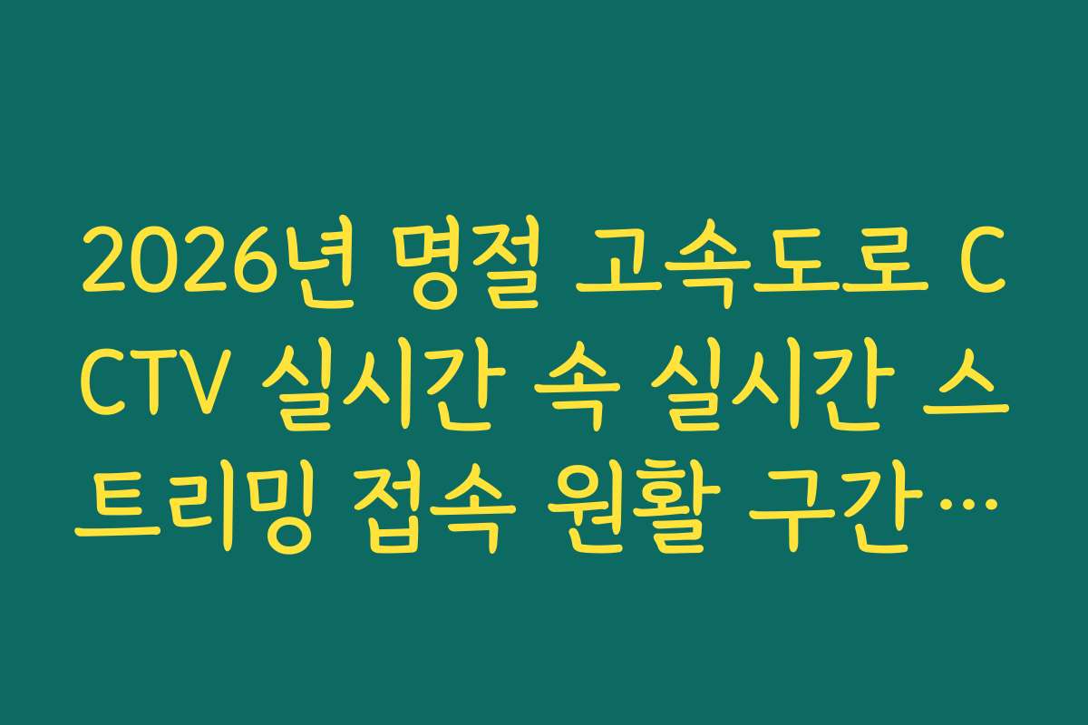 2026년 명절 고속도로 CCTV 실시간 속 실시간 스트리밍 접속 원활 구간 조회 방법