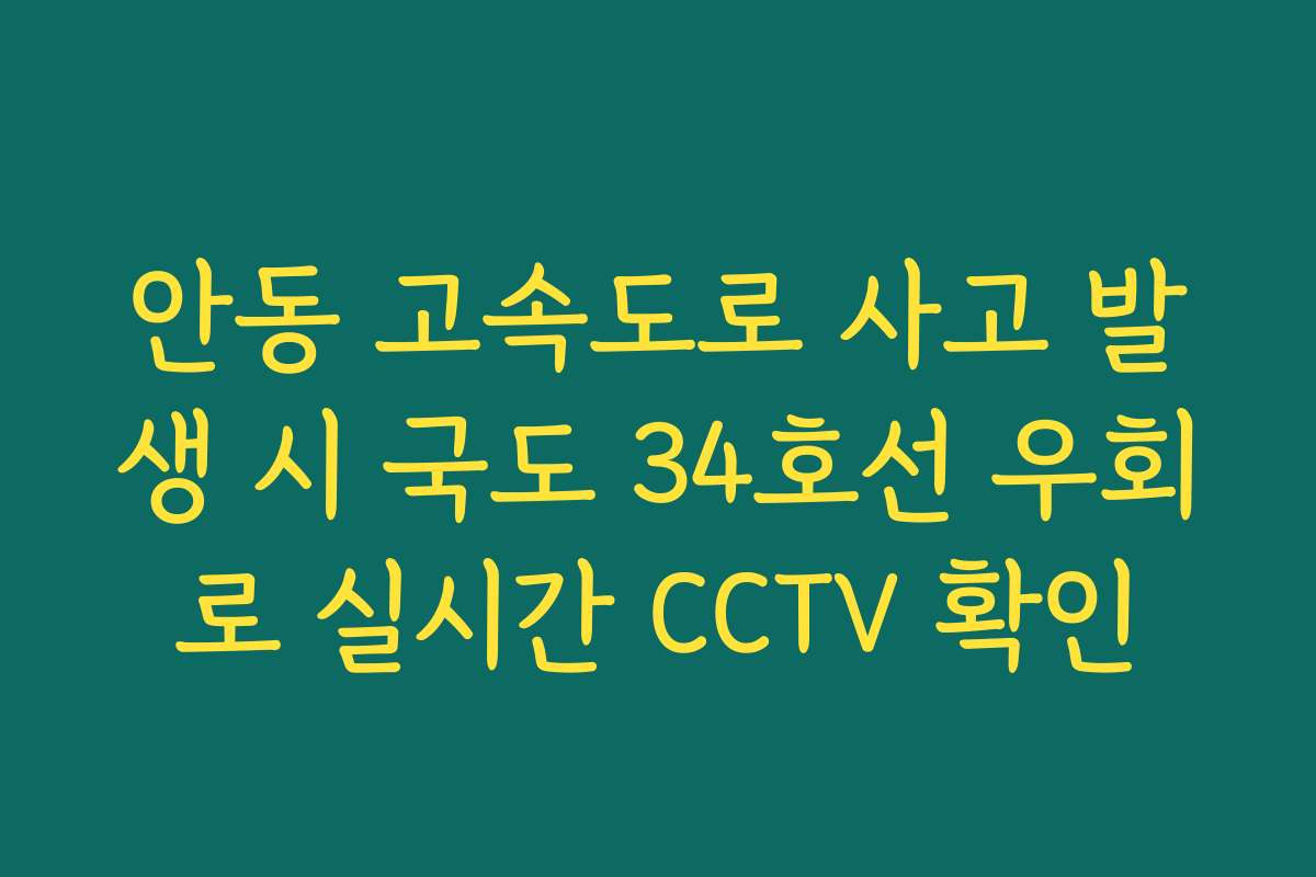 안동 고속도로 사고 발생 시 국도 34호선 우회로 실시간 CCTV 확인