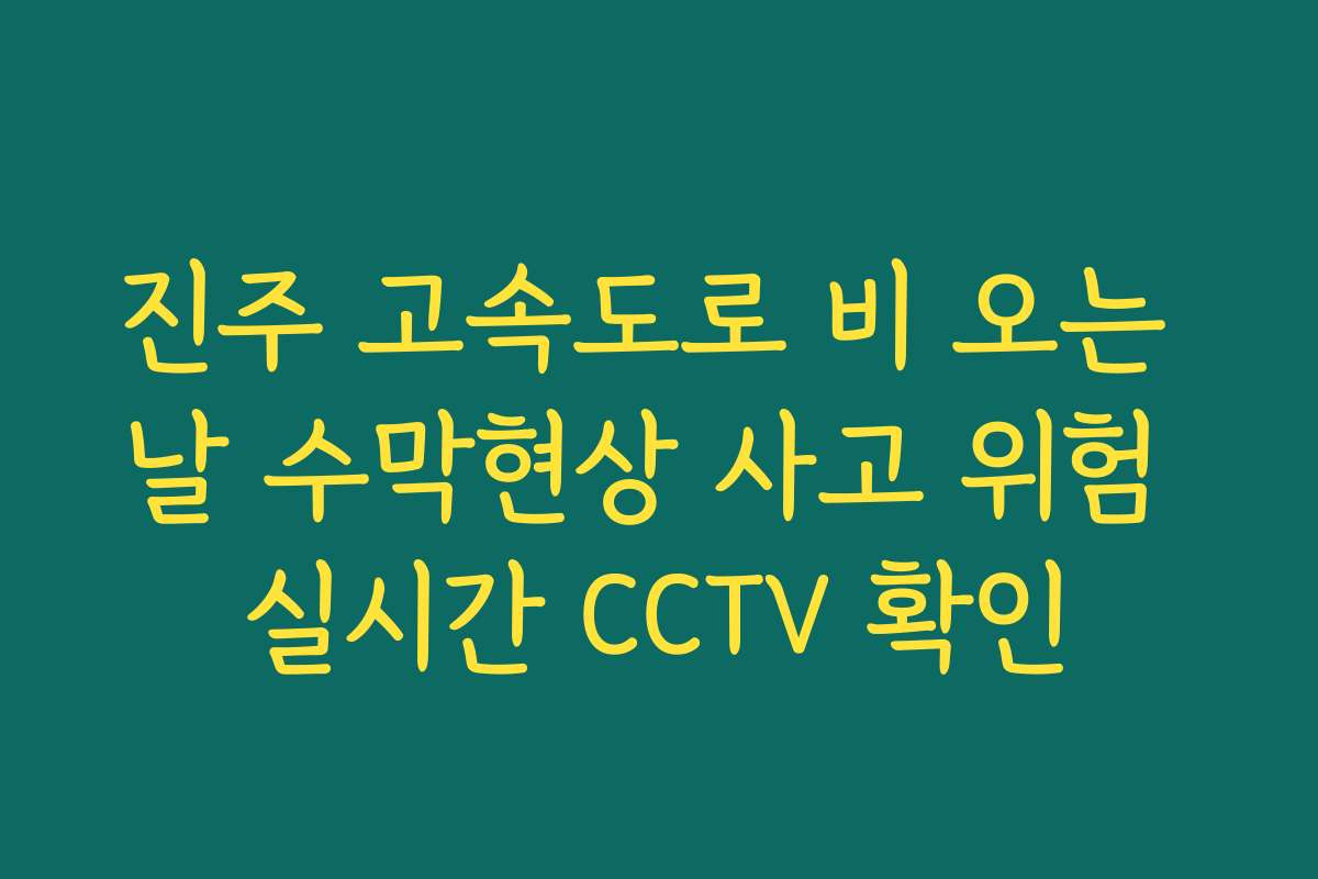 진주 고속도로 비 오는 날 수막현상 사고 위험 실시간 CCTV 확인