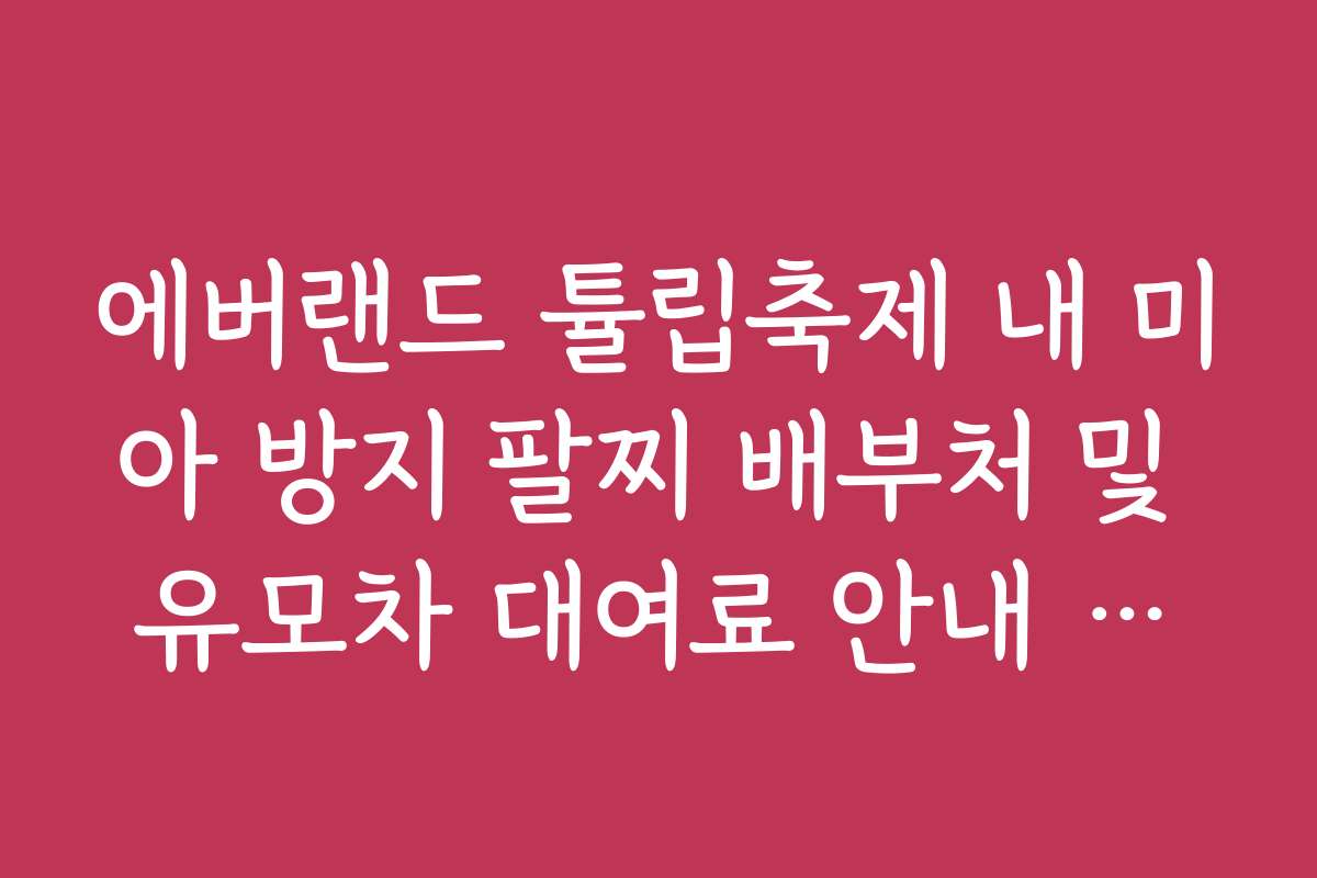 에버랜드 튤립축제 내 미아 방지 팔찌 배부처 및 유모차 대여료 안내 리스트