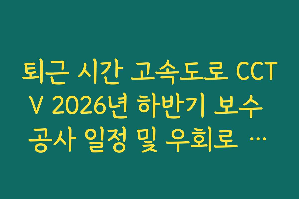 퇴근 시간 고속도로 CCTV 2026년 하반기 보수 공사 일정 및 우회로 리스트