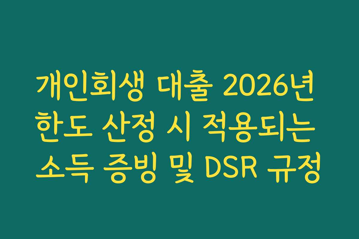 개인회생 대출 2026년 한도 산정 시 적용되는 소득 증빙 및 DSR 규정