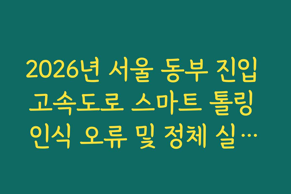 2026년 서울 동부 진입 고속도로 스마트 톨링 인식 오류 및 정체 실시간 분석