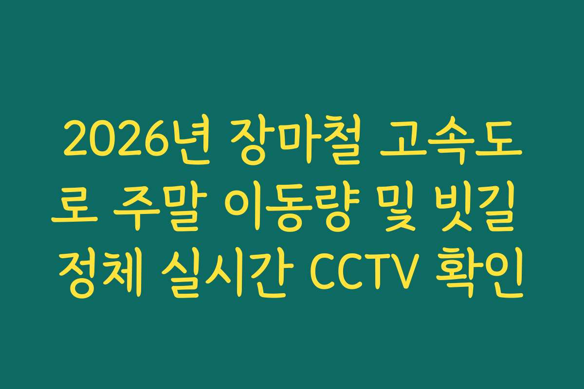 2026년 장마철 고속도로 주말 이동량 및 빗길 정체 실시간 CCTV 확인