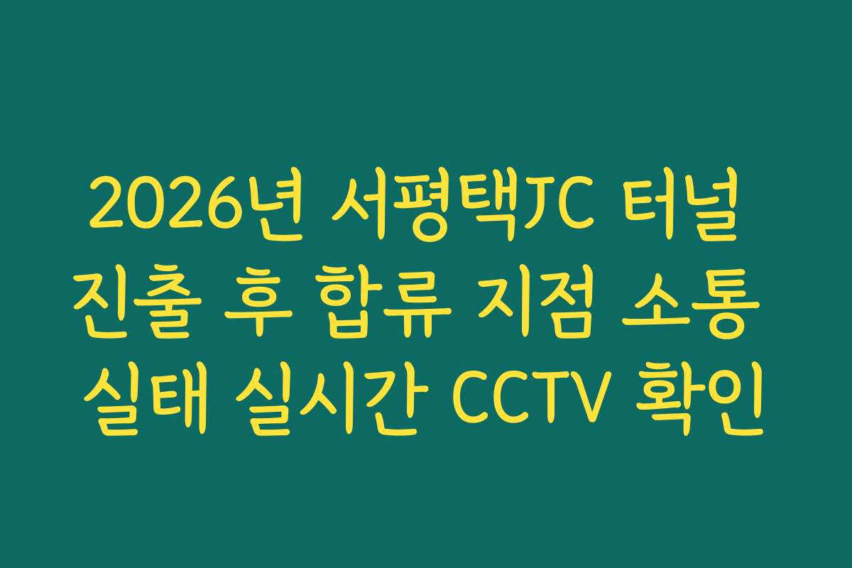 2026년 서평택JC 터널 진출 후 합류 지점 소통 실태 실시간 CCTV 확인