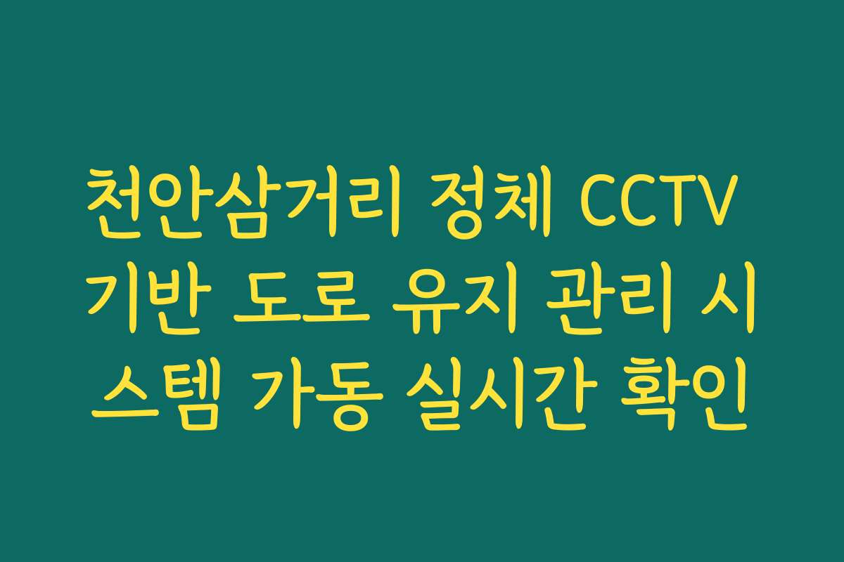 천안삼거리 정체 CCTV 기반 도로 유지 관리 시스템 가동 실시간 확인