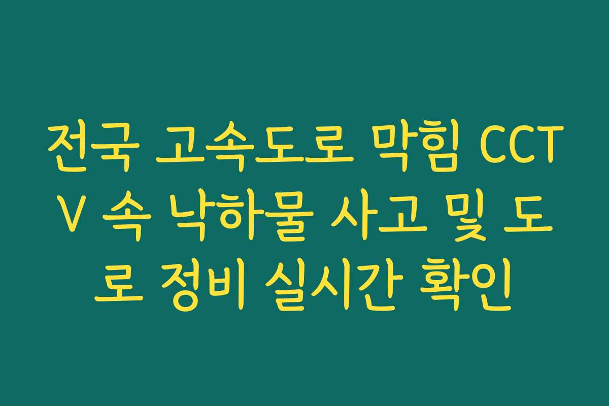 전국 고속도로 막힘 CCTV 속 낙하물 사고 및 도로 정비 실시간 확인