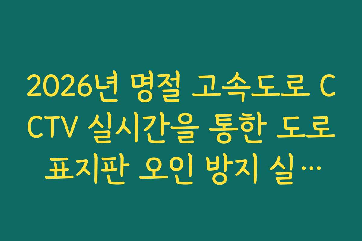 2026년 명절 고속도로 CCTV 실시간을 통한 도로 표지판 오인 방지 실시간 확인
