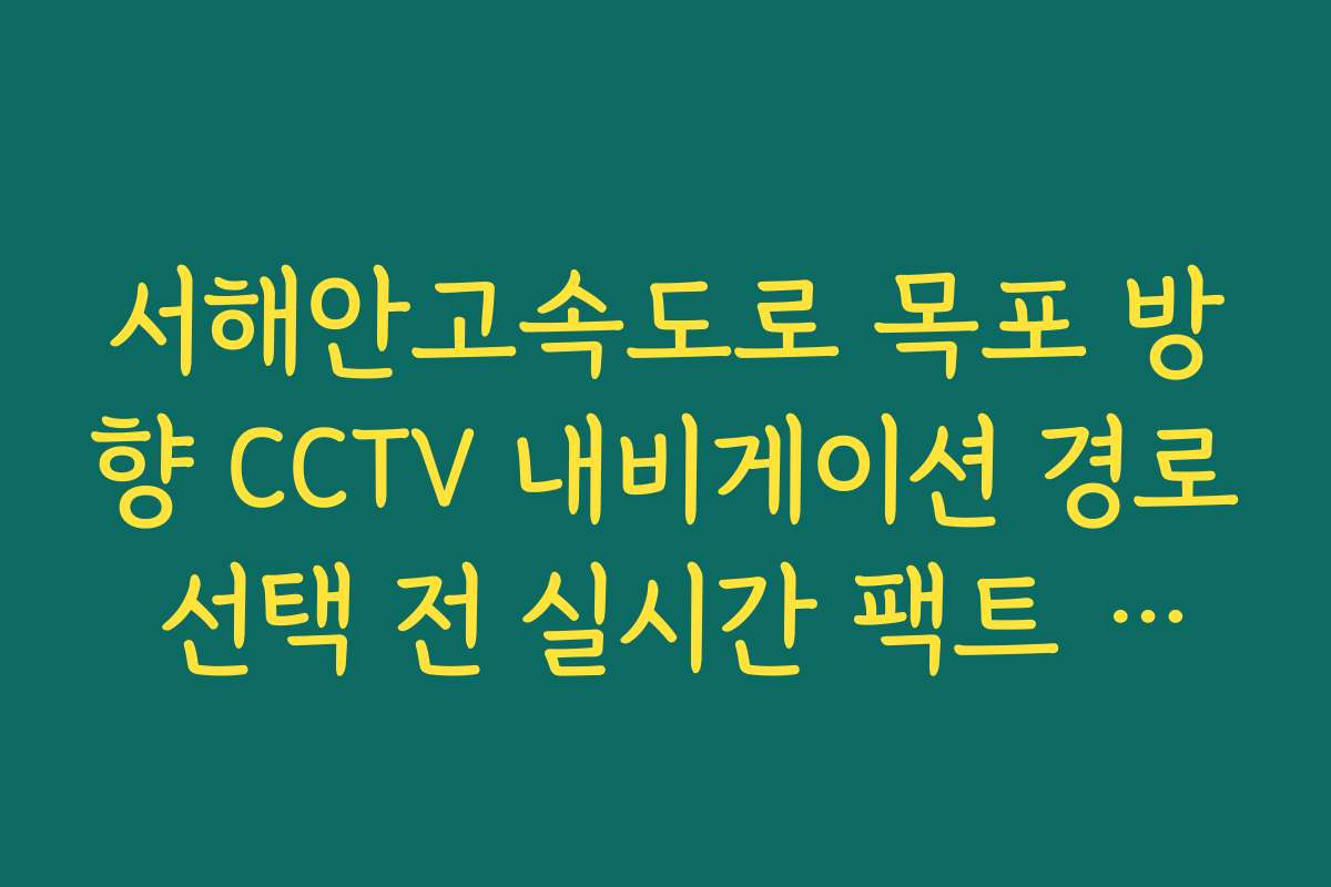 서해안고속도로 목포 방향 CCTV 내비게이션 경로 선택 전 실시간 팩트 체크
