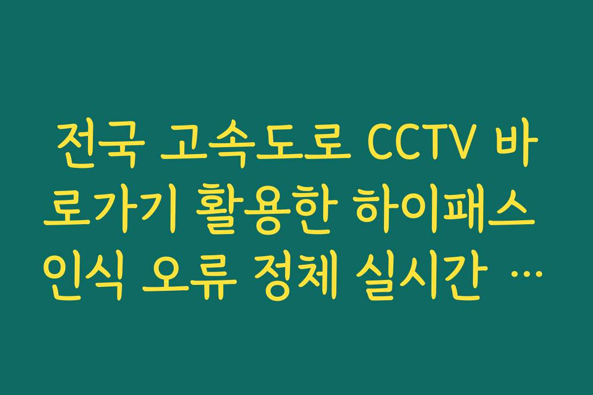 전국 고속도로 CCTV 바로가기 활용한 하이패스 인식 오류 정체 실시간 가이드
