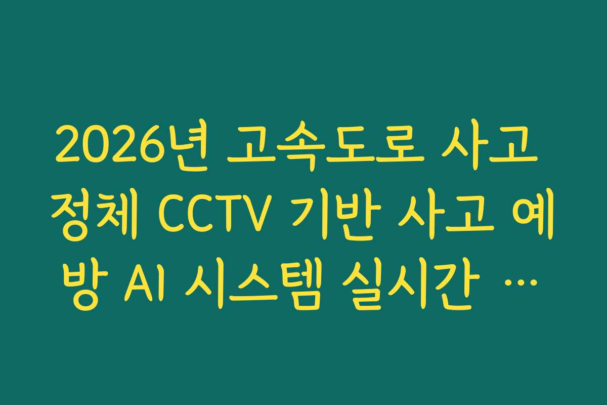 2026년 고속도로 사고 정체 CCTV 기반 사고 예방 AI 시스템 실시간 연동
