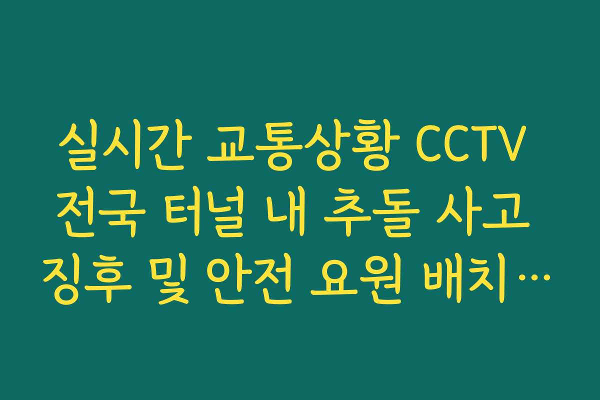 실시간 교통상황 CCTV 전국 터널 내 추돌 사고 징후 및 안전 요원 배치 현황