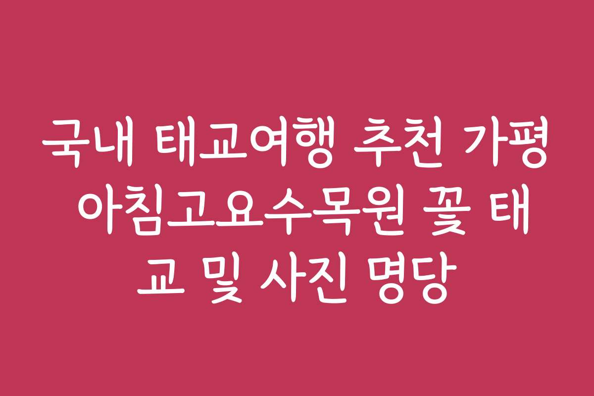 국내 태교여행 추천 가평 아침고요수목원 꽃 태교 및 사진 명당