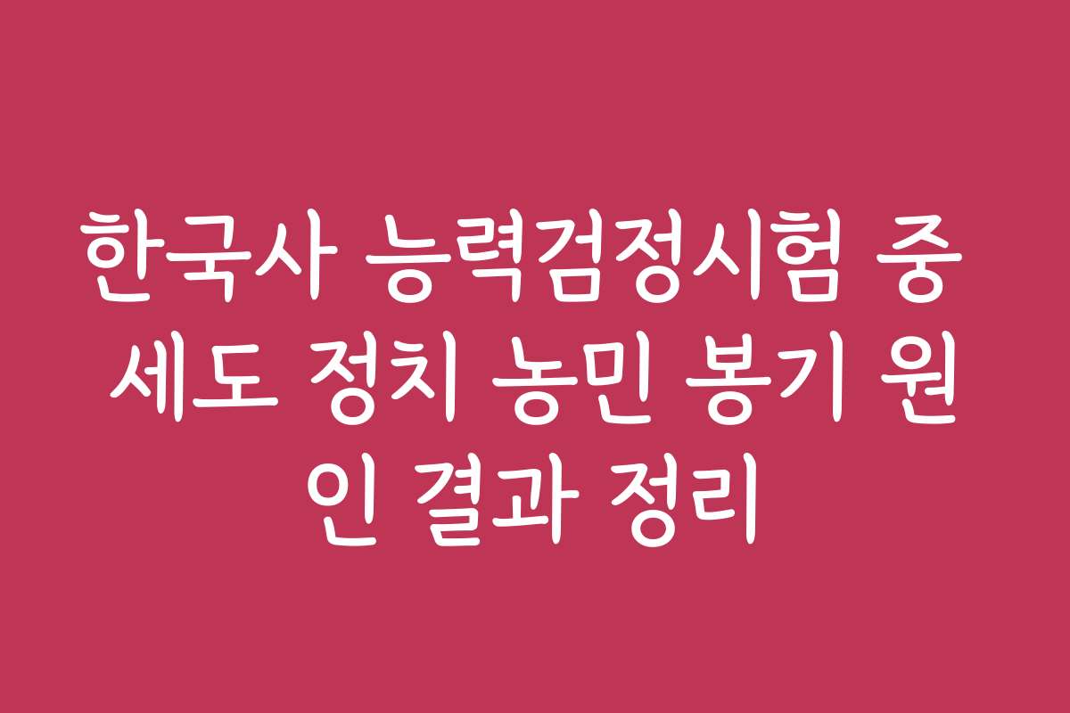 한국사 능력검정시험 중 세도 정치 농민 봉기 원인 결과 정리