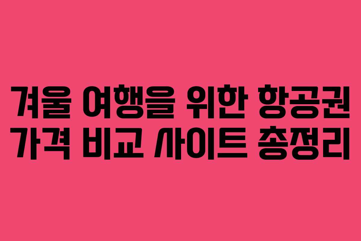 겨울 여행을 위한 항공권 가격 비교 사이트 총정리