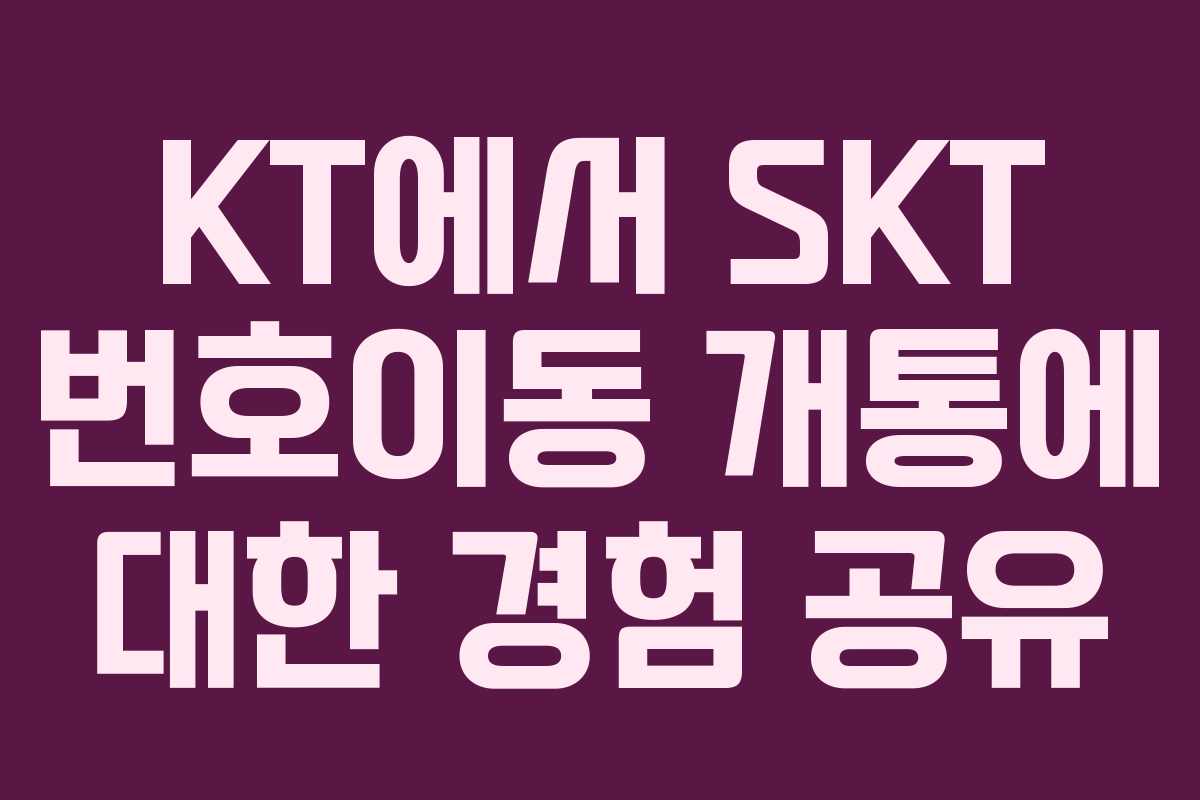 KT에서 SKT 번호이동 개통에 대한 경험 공유